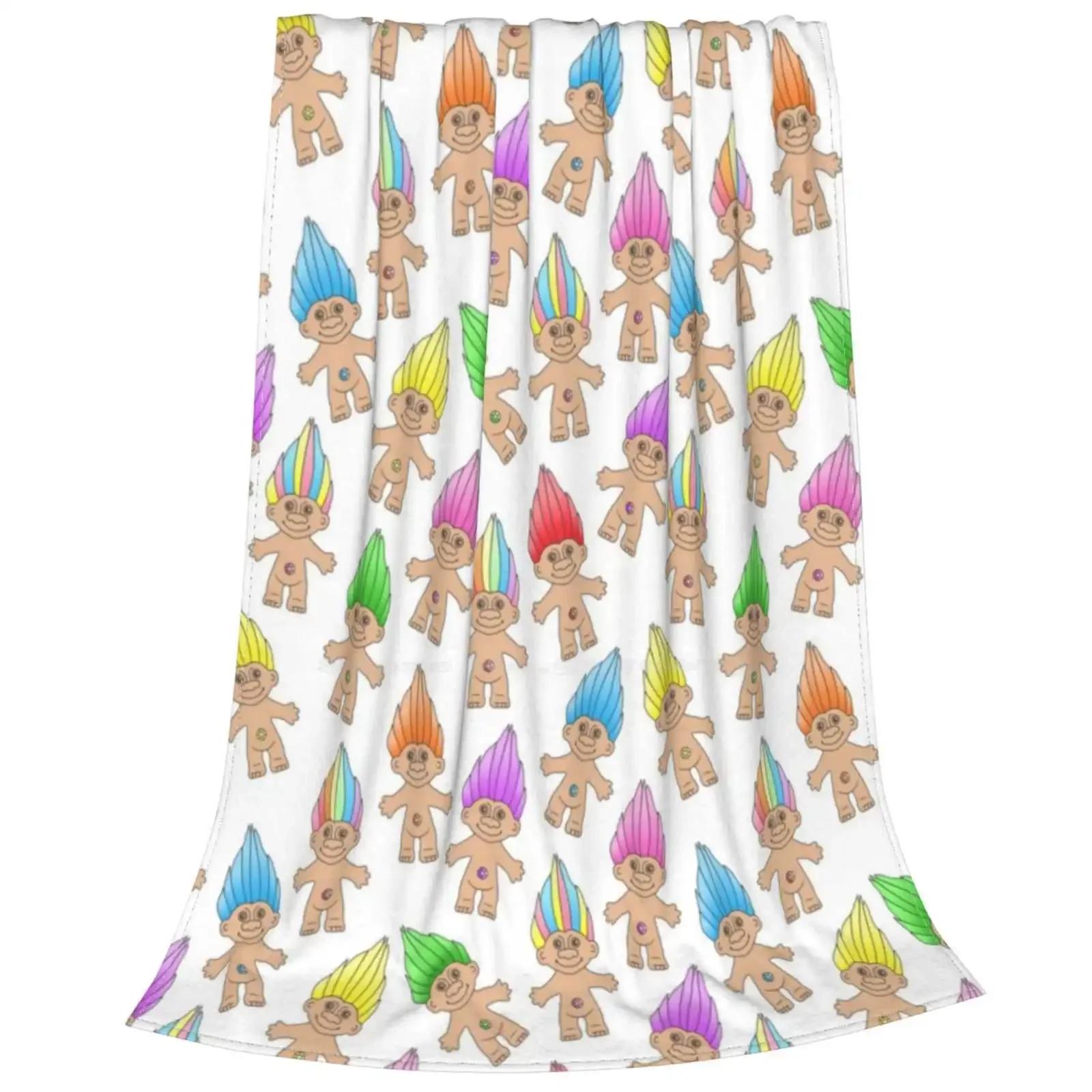 Troll Magic Fashion Soft Warm Throw Blanket Troll Doll Treasure Troll Sparkle Gem Nineties Eighties Childhood Nostalgia Retro 75X95CM