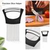 Stainless Steel Onion Holder Kitchen Tool with Sharp Prongs for Slicing Dicing Meat Tenderizing and Lemon Slicing with Ergonomic Handle