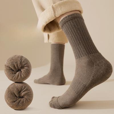 Men's Winter Pure Cotton Plus Velvet and Thick Warm Wool Ring In The Tube Cotton Socks