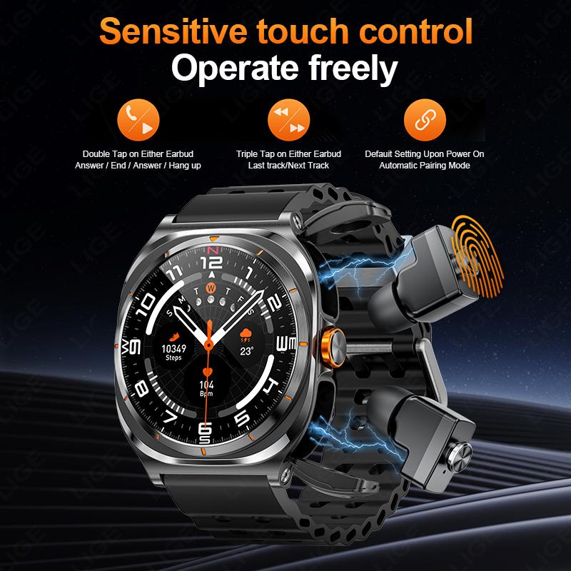 New TWS 2-In-1 Headset Smart Watch Bluetooth Call Men Watches 400mAh Battery Heart Rate Play Music Smartwatch Women