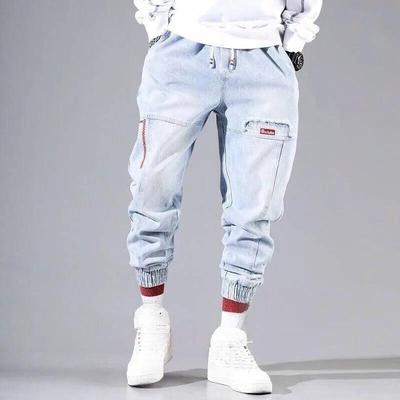 Herren Streetwear Hip Hop Cargohosen Jeans Elastisch Harun Jogginghosen für Herbst und Frühling Herrenbekleidung
