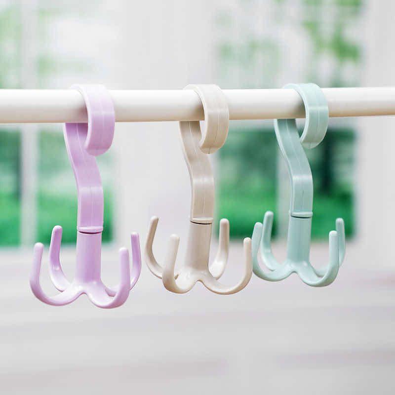 360-degree Rotating Hook, Four-claw Multi-functional Wardrobe Bag Hook, Four-claw Tie Hook, Belt Storage Hanger