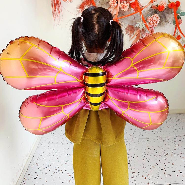Children's Day First Birthday Bee Rocket Balloon Angel Ornament & Butterfly Wings Outdoor Photography Decoration