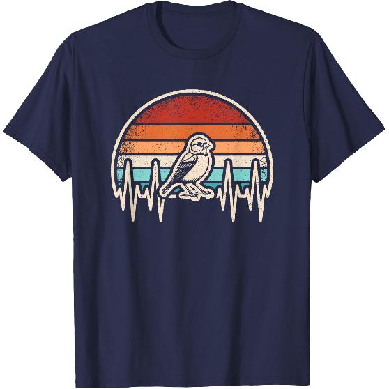 Bird Heartbeat Retro Bird Lover Birdwatching Birding Men T-Shirt