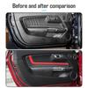 Leather Carbon Fibre Car Door Anti Kick Mats Threshold Strip Protector Trims Stickers For Ford Mustang 2015-2024 Accessories