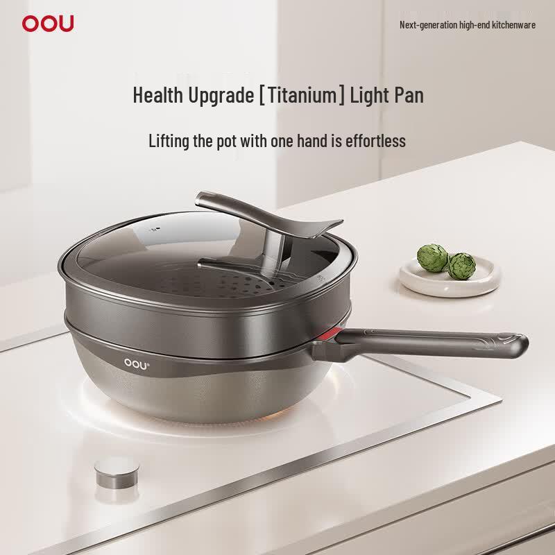 OOU Lightweight Non-stick Wok and Steamer Set