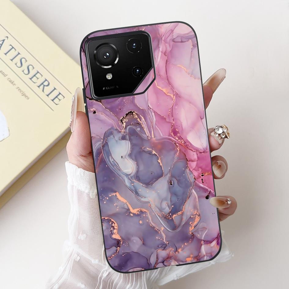 For Asus Rog Phone 9 Pro 5G Case Popular Flower Cartoon Soft Black Silicone Shockproof Cover For Asus Rog Phone 9 FE Phone9 Capa