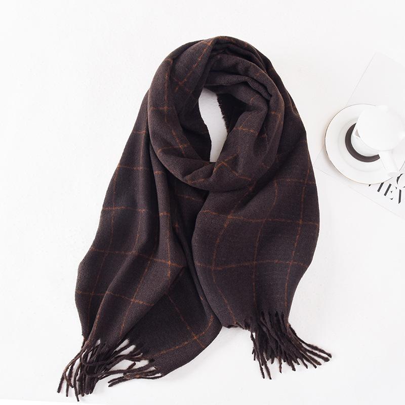 Line Scarf Women's Winter High-end Plaid Shawl 2025 New Versatile Fashion Scarf Double-sided Thickening