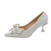 Fashion Wedding Bride Shoe Women's Shoes Pointed Toe Ladies Pumps Stilito with Bow High Heels on Heeled 2025 Trend Chic and Elegant 39