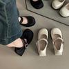 Simple Retro Thick Heel Mary Jane Shoes Women's Summer French Fashion Solid Color Single Shoes Casual One-word Buckle High Heels