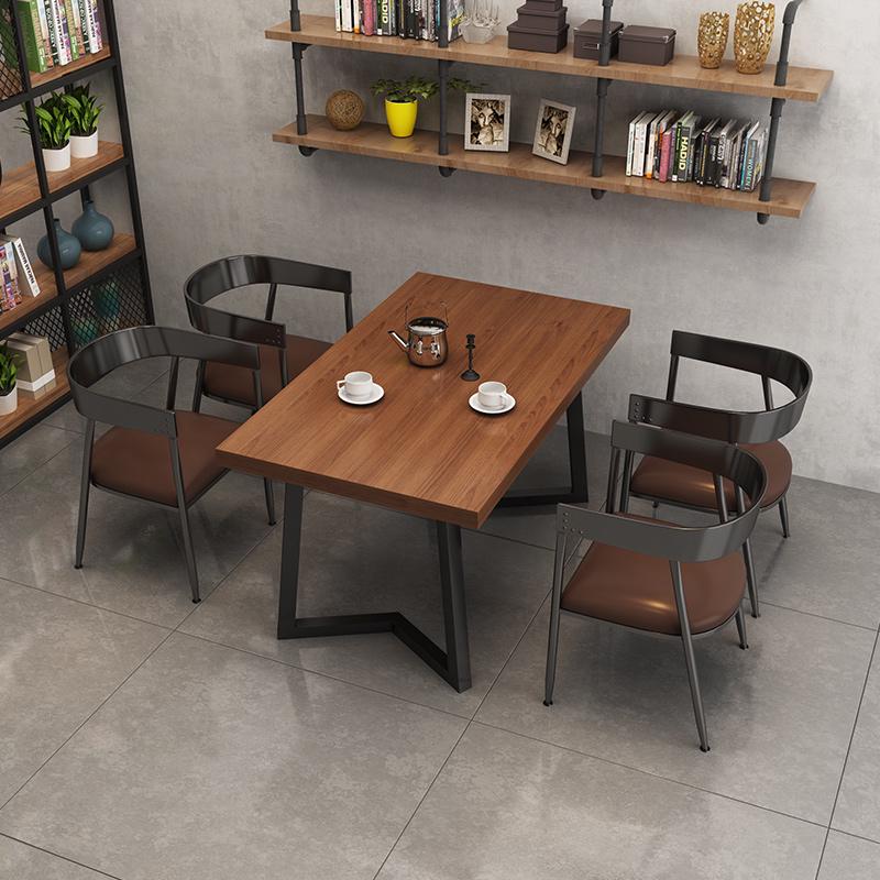 Retro Bistro Industrial Solid Wood Dining Table and Chair Set for Western Restaurants