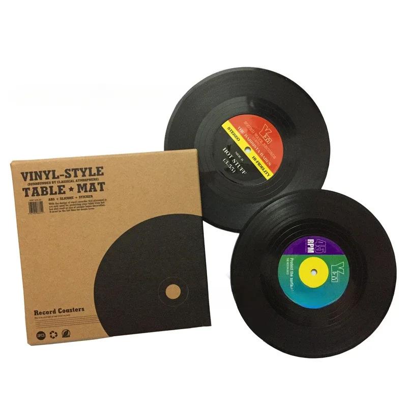 

Набор из 6 виниловых подставок Креативные подставки для напитков Виниловая пластинка Музыкальные подставки с подставкой для проигрывателя Подставки-пластинки 10.5x10.5x0.2cm