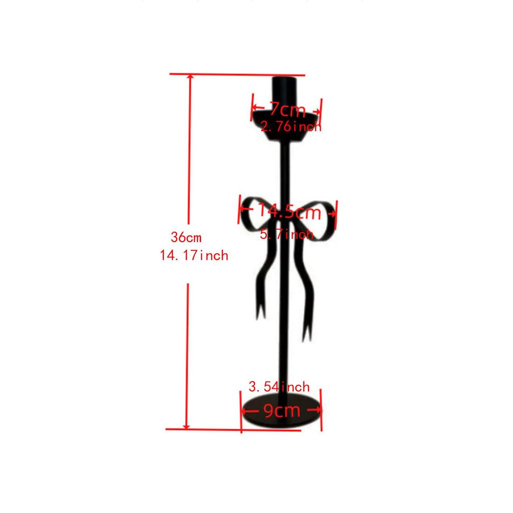 Candlestick Bow Ornament Tabletop Candle Holder for Fireplace Holiday Home