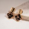 European and American coffee color geometric resin earrings, personalized versatile niche temperament earrings, light luxury high-end earrings, women
