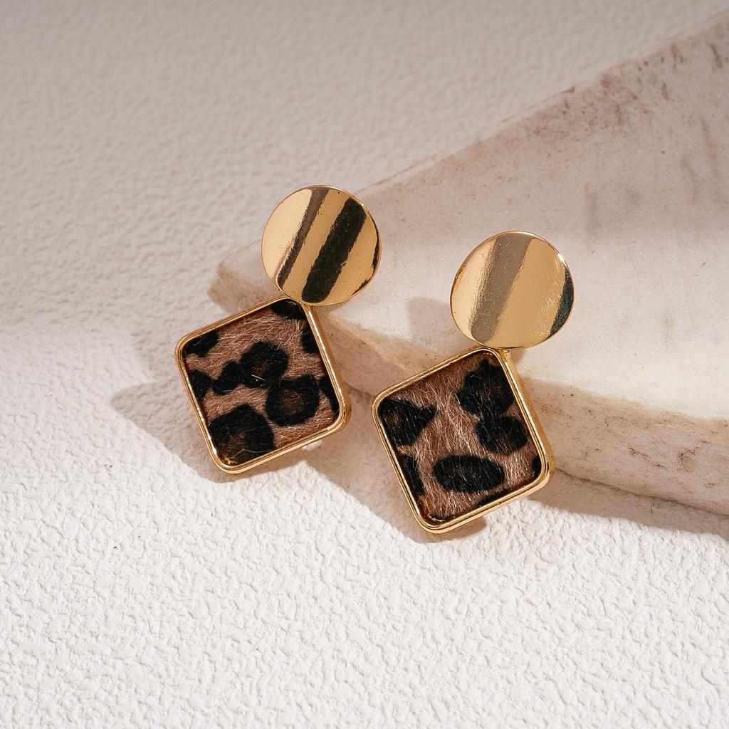 European and American coffee color geometric resin earrings, personalized versatile niche temperament earrings, light luxury high-end earrings, women