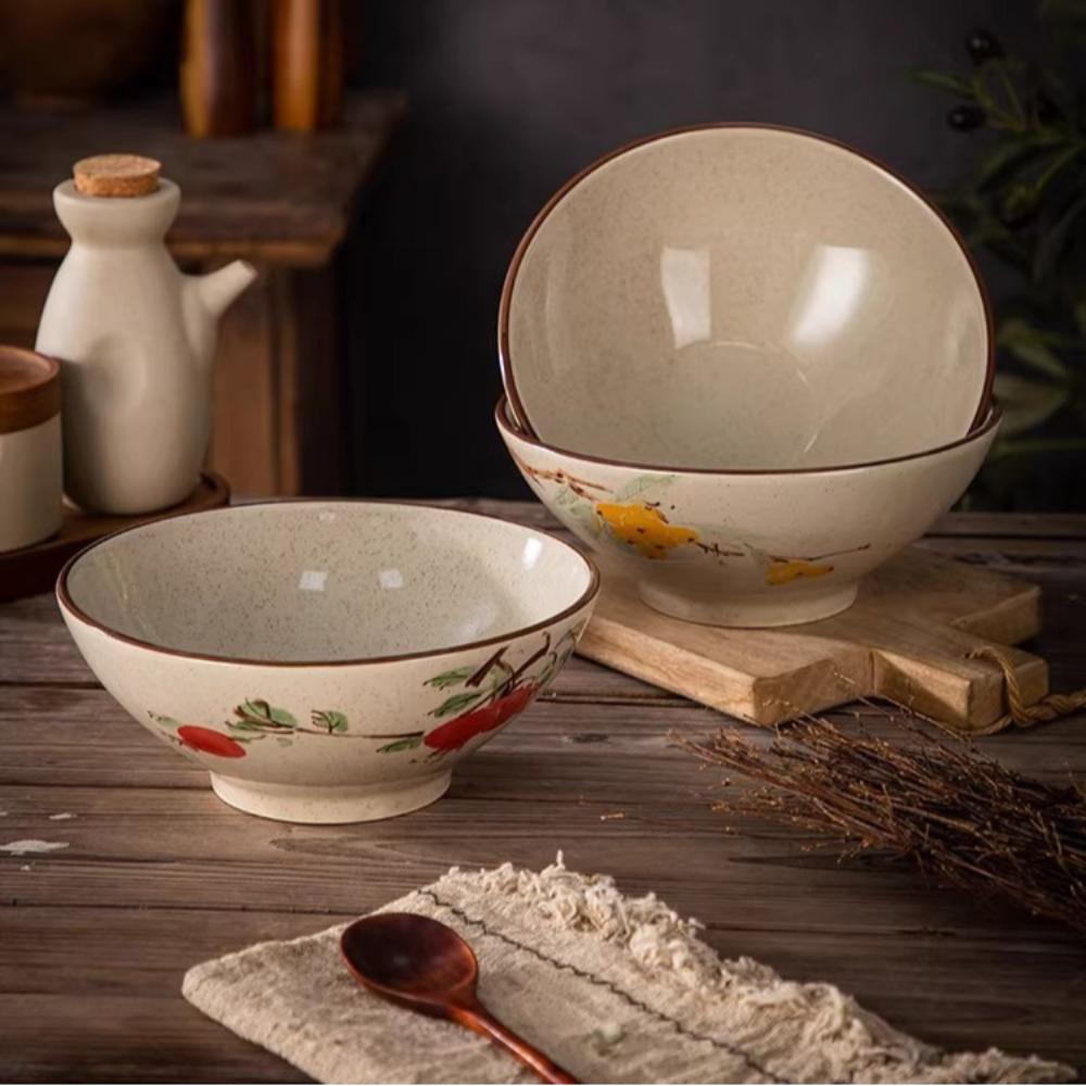 Vintage Bamboo Hat Bowl Japanese-style Tableware Home Kitchen Noodle Bowl Ceramics&pottery Soup Plates Utensils for Kitchen Gift