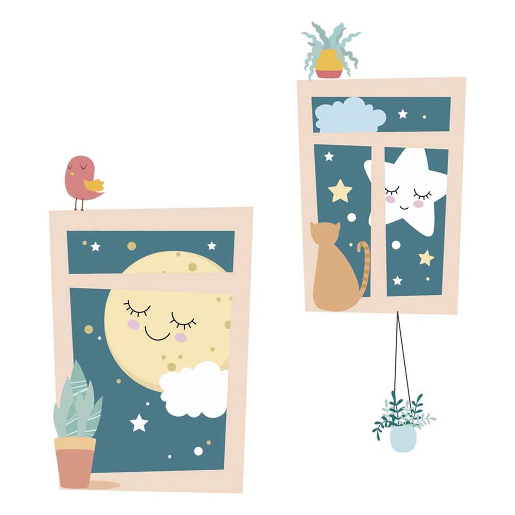 Les Trésors De Lily [A1565] - Stickerbogen 'Fenster der Nacht' mehrfarbig - 50x70 cm