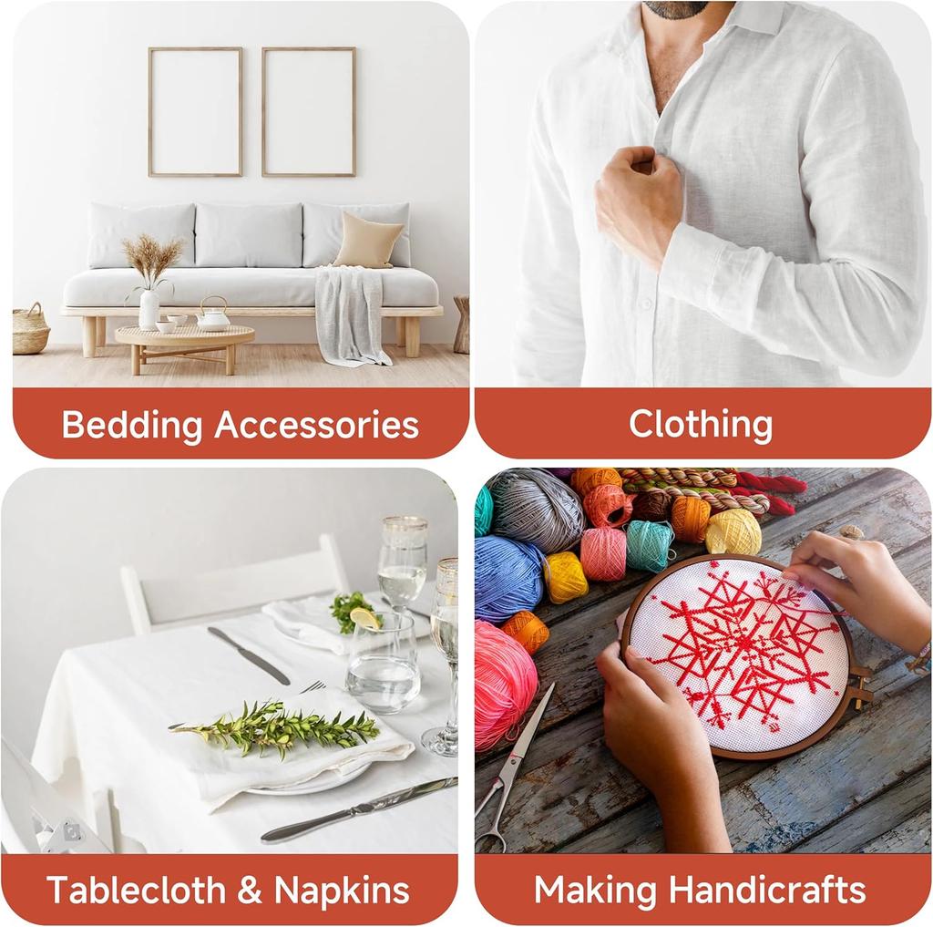 100% French Linen Fabric, Soft Non-woven Washed Linen for Clothing, Tablecloths, Curtains, DIY Sewing Natural Flax Material