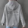 Women's Waffle Knit Hooded Sweatshirt with Letter Print - Loose Fit, Long Sleeves, Autumn/Winter Style  