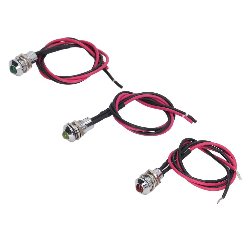 3 Stück LED Metall Kontrollleuchte Wasserdichte Signalleuchte mit Kabel für Auto LKW Boot 24V