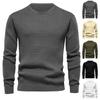 Top casual da uomo autunnale a girocollo a maniche lunghe sottile a tinta unita