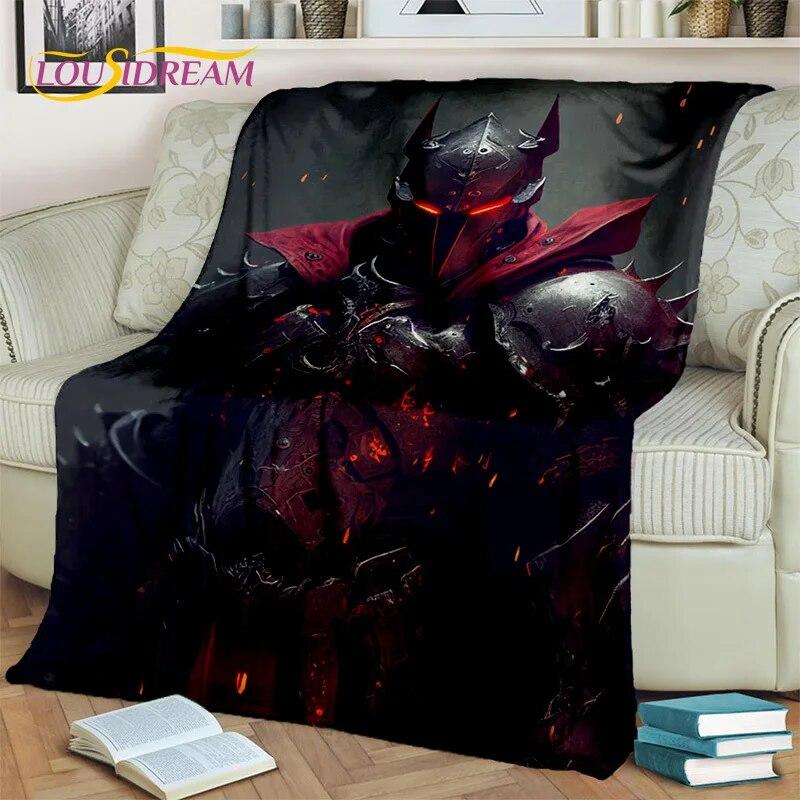 3D-Cartoon-Decke mit Kreuzrittern und Tempelrittern, schwarzer Ritter, weiche Überwurfdecke für Zuhause, Schlafzimmer, Bett, Sofa, Picknick, Reise, Decke für Kinder