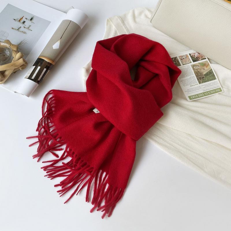 Women S Thick Warm Wool Scarf With Printed Logo For Winter Fashion
