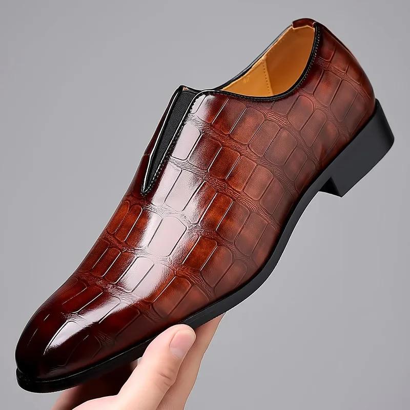 New Grid Men's Dress Shoes Luxury Designer Men Loafers Italian Brand Wedding Shoes Fashion Party Shoes for Men Oxford Shoe New