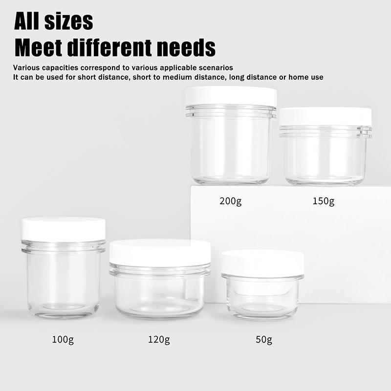 1Pcs 100/150/200/300Ml Plastic Empty Transparent Wide-Mouth Jar With Lid Cosmetic Makeup Cream Jar Loose Powder Pots Travel