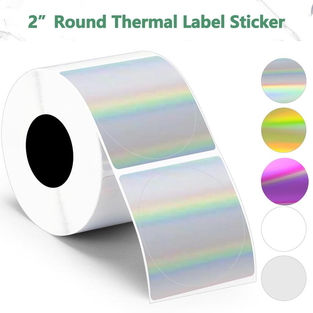 2 Inch Circle Thermal Sticker Labels Laser/Transparent Self Adhesive Round Direct Thermal Labels
