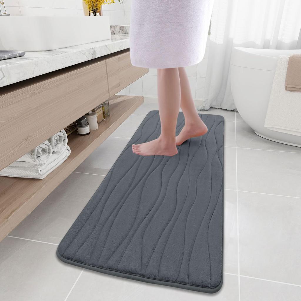 Olanly Memory Foam Mats For Bathroom Highly Absorbent Non-slip Bath Rugs Super Soft Comfort Carpet Machine Washable Shower Mats