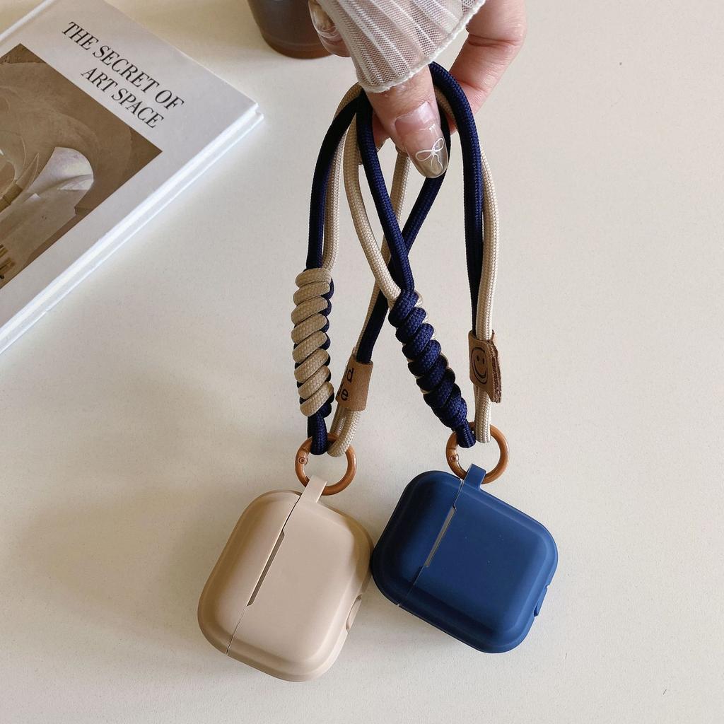 Simple Autumn and Winter Solid Color for AirPods 1 Protective Case Pro1 Bluetooth 1/1 Generation Earphone Case Portable Rope