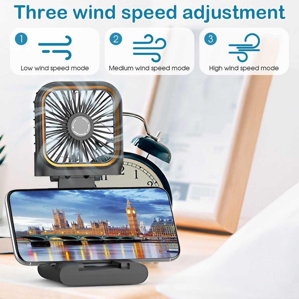 Portable Charging Handheld Fan, Neck Hanging Fan, with Phone Holder, Suitable for Office, Outdoor Camping and Picnicking.
