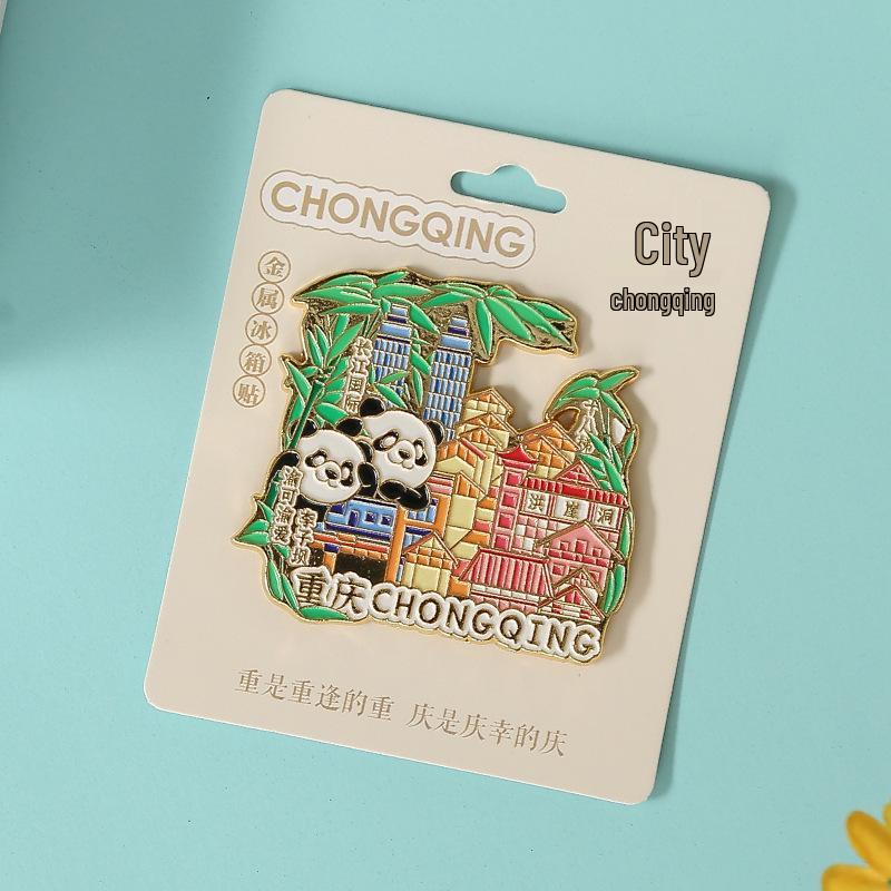 Chongqing Scenic Map Kühlschrankmagnet mit niedlichem Riesenpanda - Kulturelles Souvenirgeschenk
