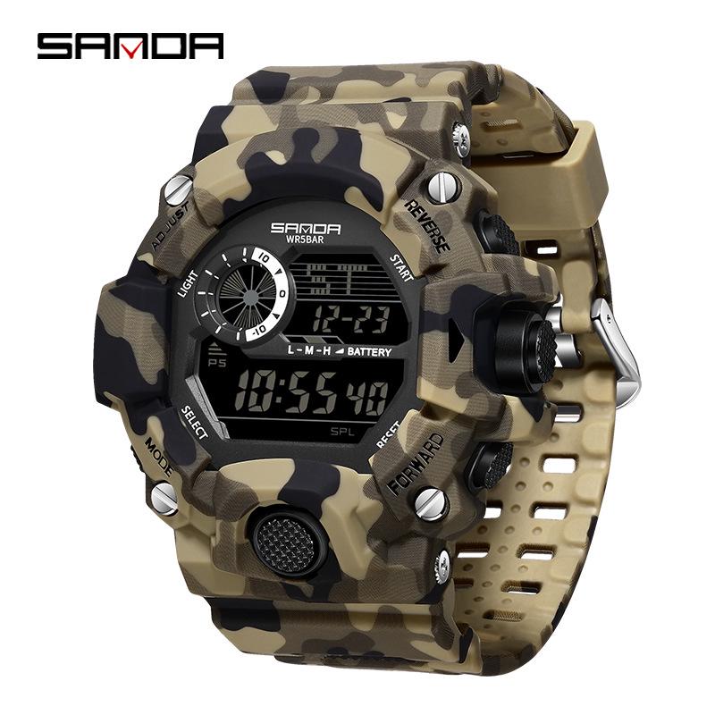 Sanda Multi-functional Outdoor Mountaineering Camouflage Sport Waterproof Alarm Clock Watch