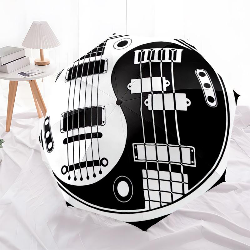 1pc Guitar Yin Yang Symbol Umbrella with Plastic Handle,Suitable for All Seasons Home Travel Outdoor UmbrellaDD509