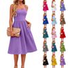 Robe midi décontractée sans manches pour femme avec poches Bretelles fines Robe d'été Coupe légère et confortable Design évasé