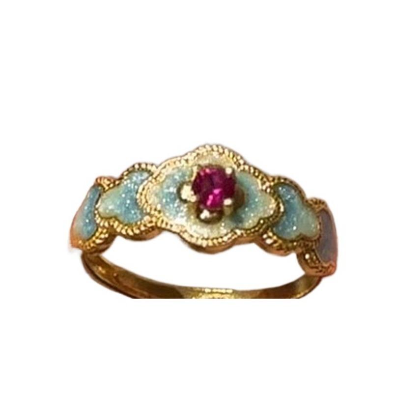 

Classic Vintage palace style auspicious cloud ruby ring light luxury exquisite rings for women party wedding jewelry adjustable resizable золотой