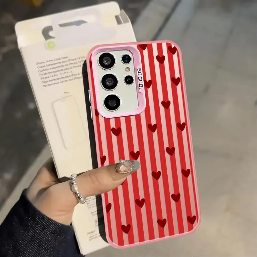 Case for Samsung Galaxy A12 A26 A13 A14 A17 A20s A31 A24 A25 A21s A23 A34 A15 A16 A35 Phone Cover Stripe Love Heart