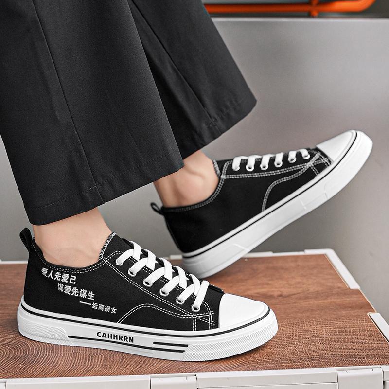 Men's Board Shoes 2025 Summer New Canvas Breathable Low-top College Style Casual Shoes Versatile Daily Sports Men's Shoes