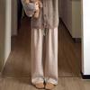 Autumn Winter Solid Color Loose Casual High Waist Wide Leg Pants Women Simple All-match Straight Trousers
