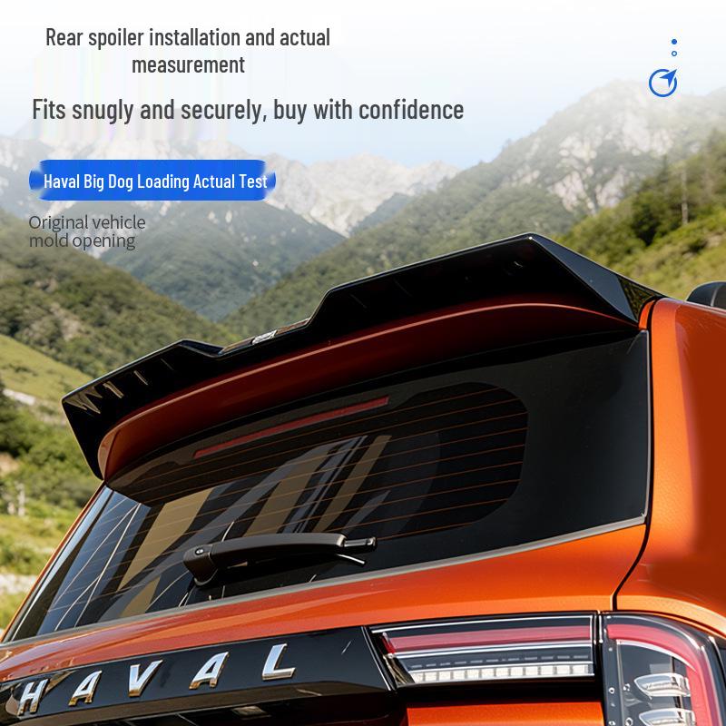 Haval Big Dog MC Sport Rear Spoiler - Glossy Black, No Drilling Needed