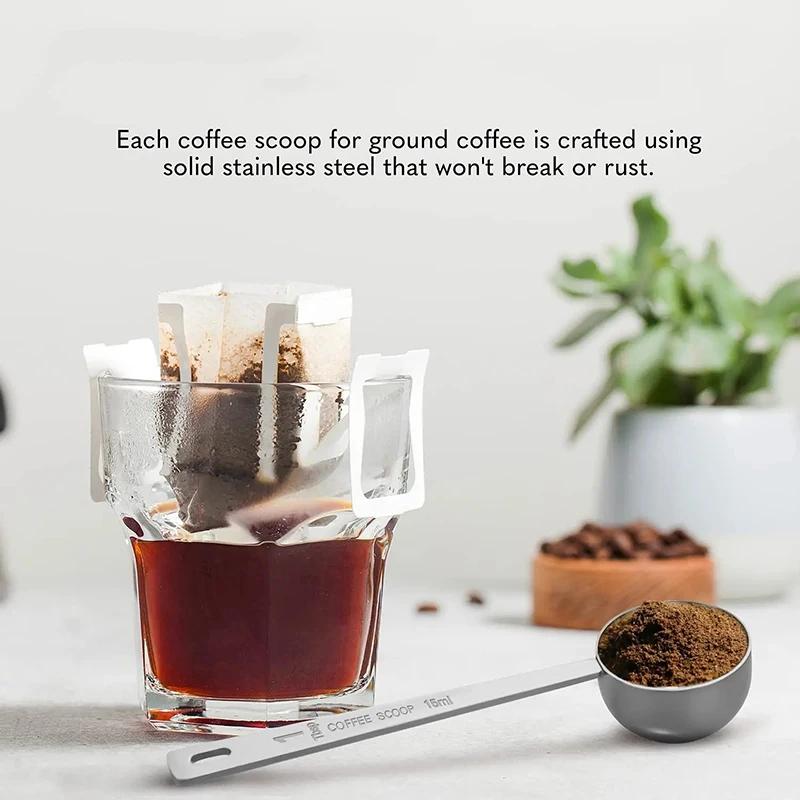 Stainless Steel Coffee Scoop, Tablespoon Measuring Spoon Long Handle Coffee Spoon for Kitchen Cafe Making