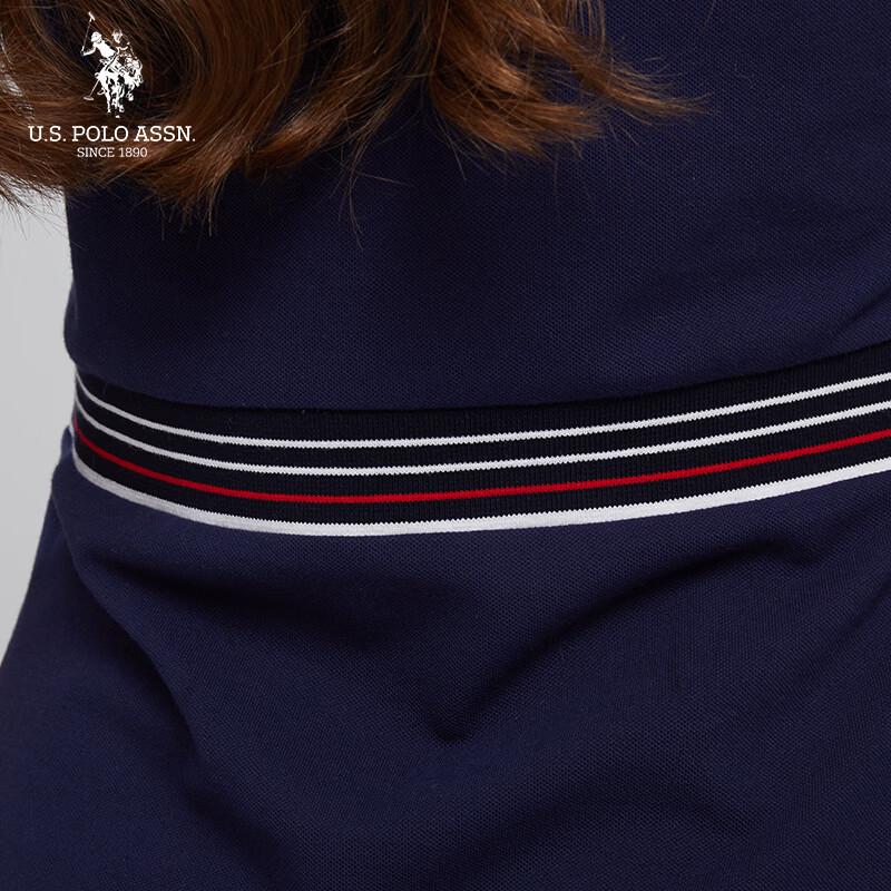 U.S. Polo Assn. Vestido polo de rayas de colorblock para mujer