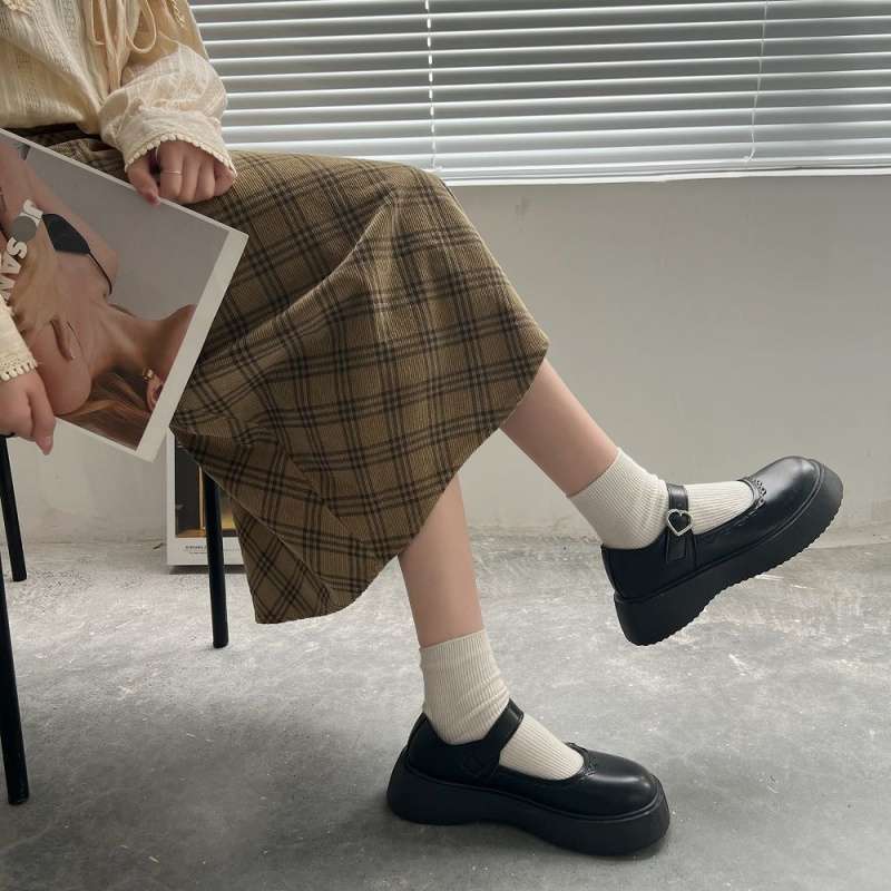 Mary Jane shoes schoolgirl black versatile small leather shoes heightening retro Japanese single shoes shoes muffin shoes JK leather shoes