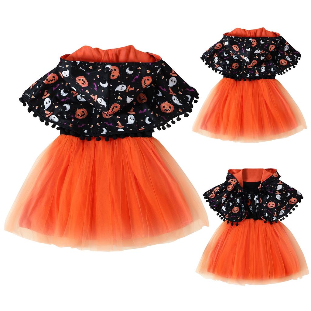 Kleinkind Halloween Bedrucktes Cape Kleid mit Kapuze für Kinder