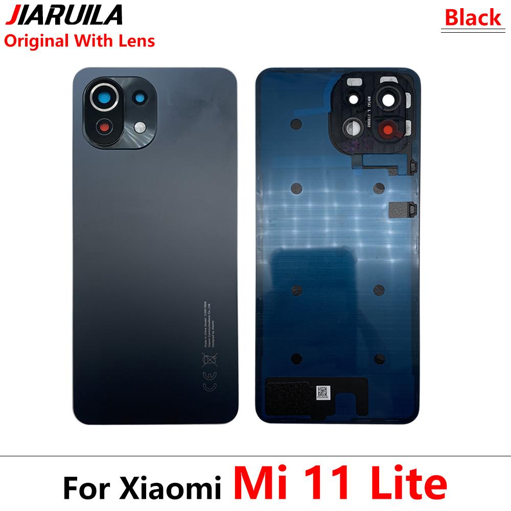 

Для Xiaomi Mi 11 Lite Батарея Заднее стекло Задняя дверь Замена корпуса НАКЛЕЙКА Black With Lens