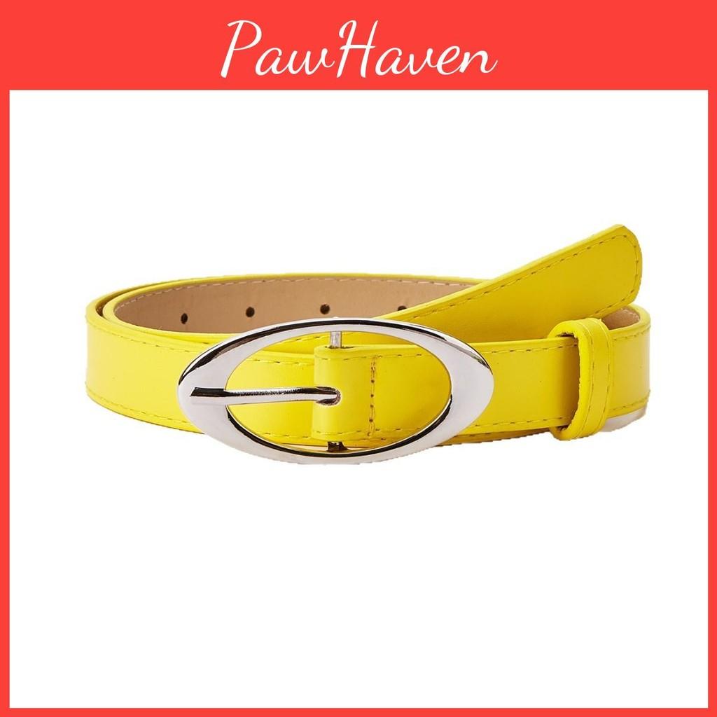Solid Color Simple Oval Metal Buckle Decoration Women Casual Belt For Daily