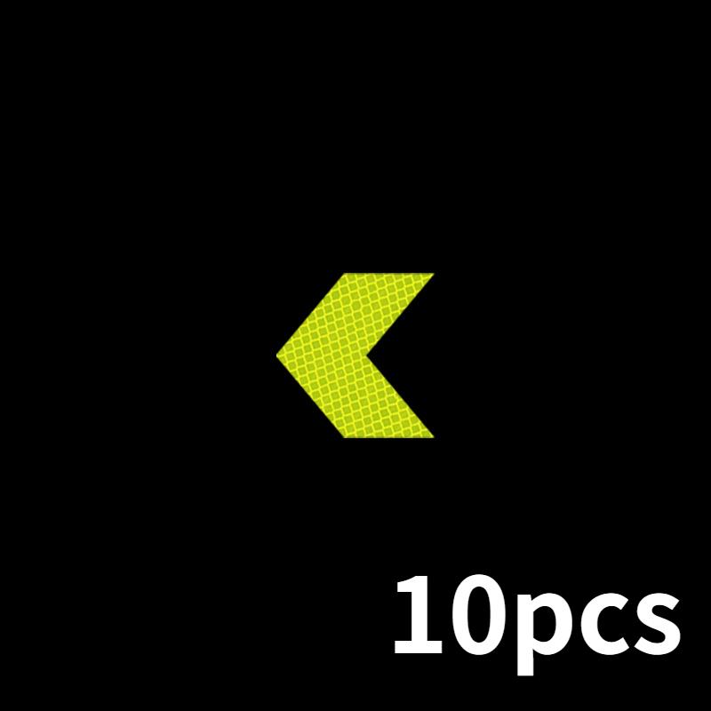 10pcs Reflective Arrow Sign Tape Warning Safety Sticker Night Driving Reflector Decals Body Sticker Auto Exterior Accessories