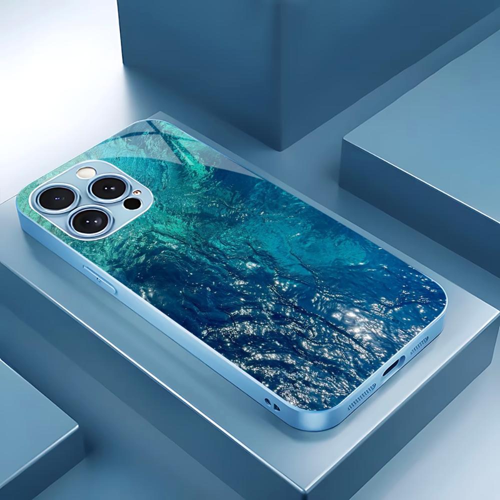 Seaweed Ripple Pattern Man Madam Protect PhoneCase Glass PhoneCase for iPhone 17 16 15 14 13pm Pro Plus Dropresistant Cellphone
